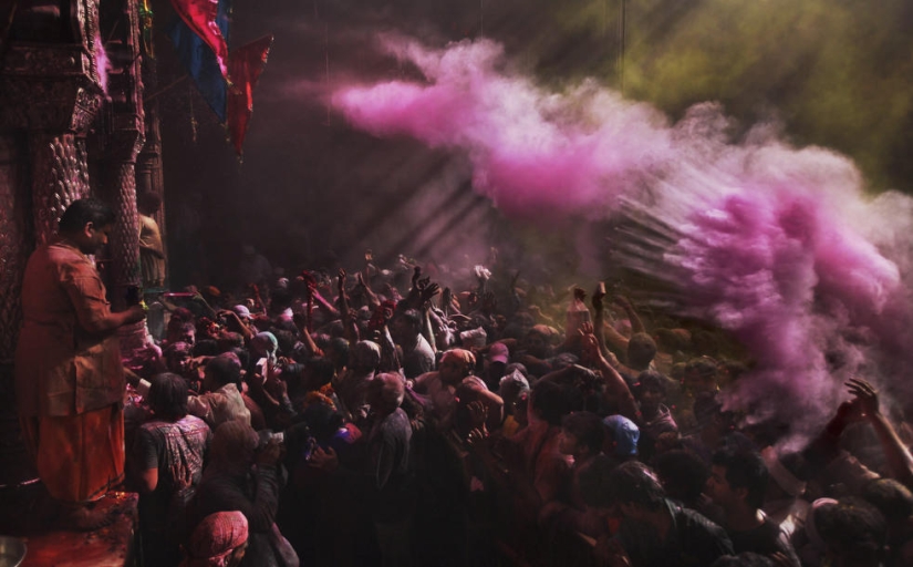 Celebración del festival Holi en India