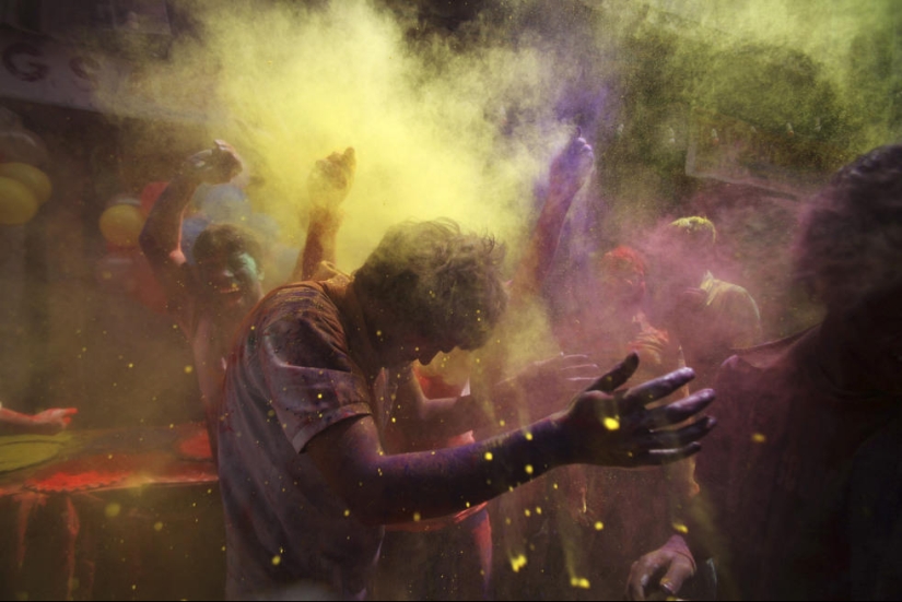Celebración del festival Holi en India