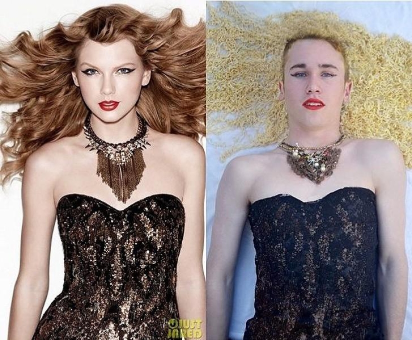 Chico divertido recrea fotos de celebridades en casa Chico divertido recrea fotos de celebridades en casa