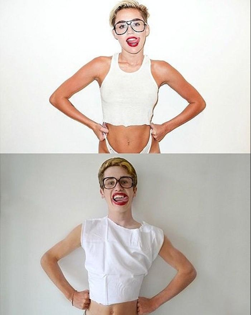 Chico divertido recrea fotos de celebridades en casa Chico divertido recrea fotos de celebridades en casa