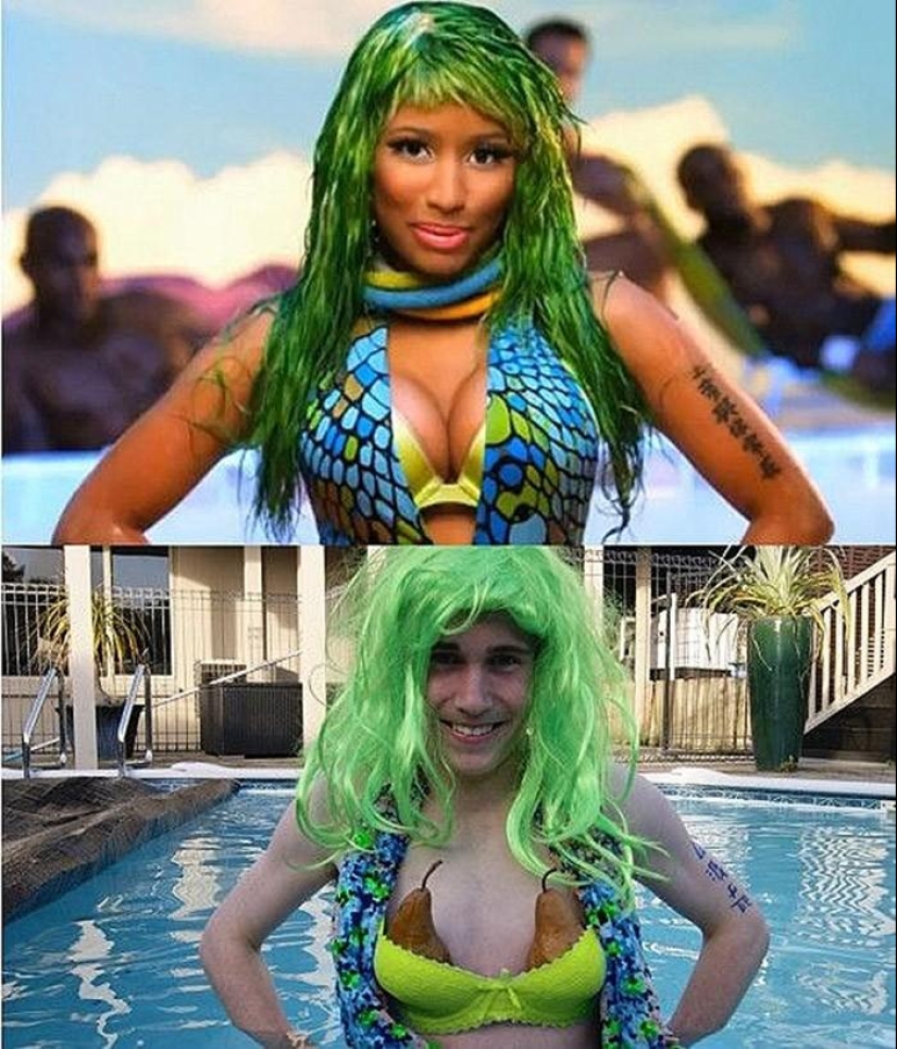 Chico divertido recrea fotos de celebridades en casa Chico divertido recrea fotos de celebridades en casa