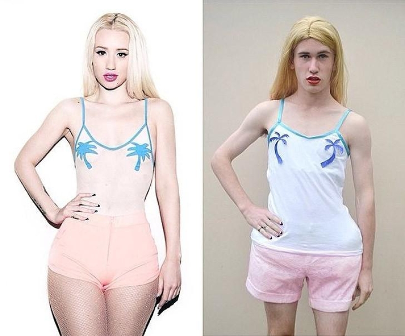 Chico divertido recrea fotos de celebridades en casa Chico divertido recrea fotos de celebridades en casa