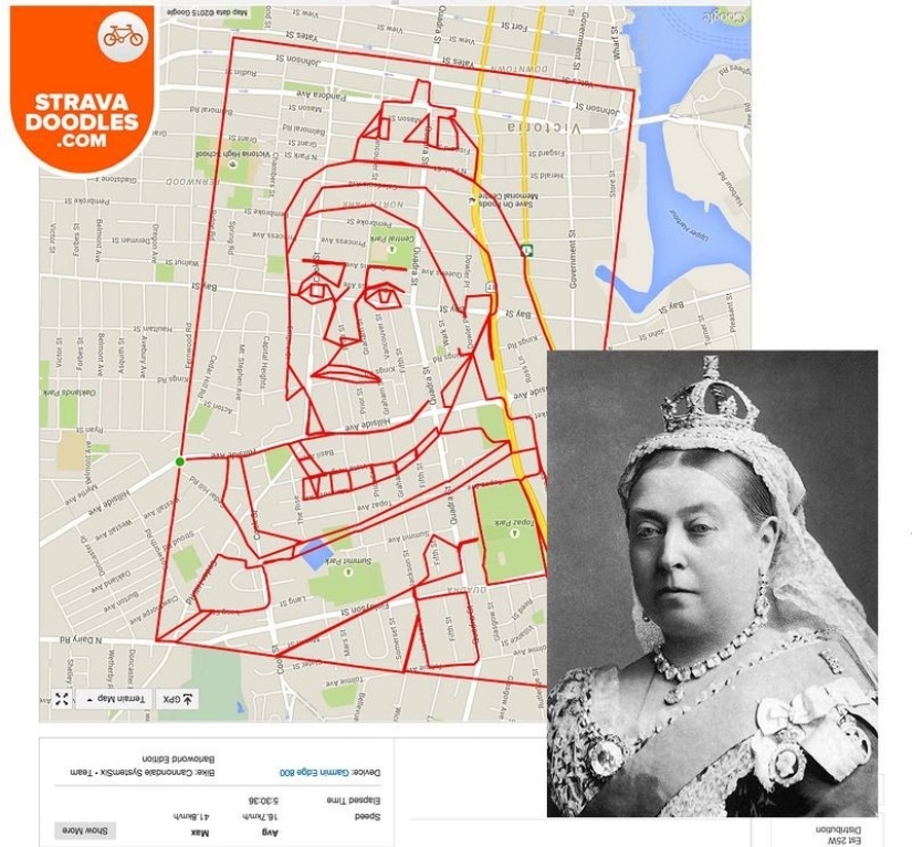 Ciclista canadiense dibuja imágenes de GPS en mapas