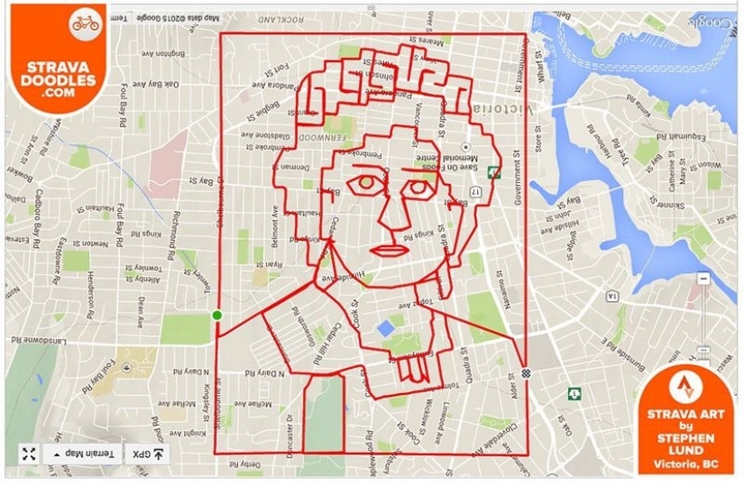 Ciclista canadiense dibuja imágenes de GPS en mapas