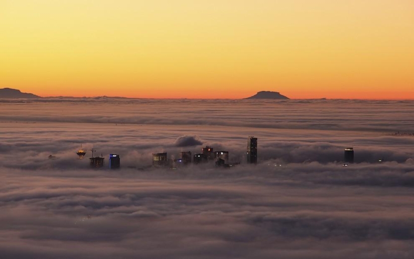 Cities shrouded in mist