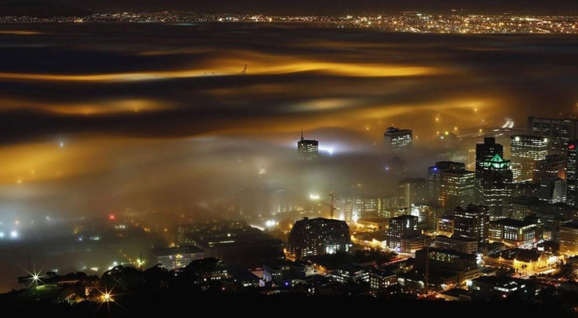 Cities shrouded in mist