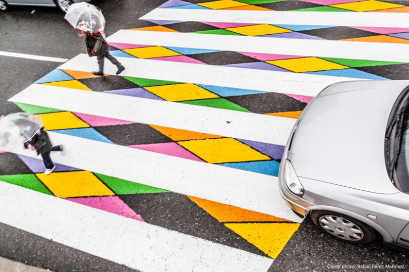 Colorful pedestrian crossings in Madrid that are impossible to miss