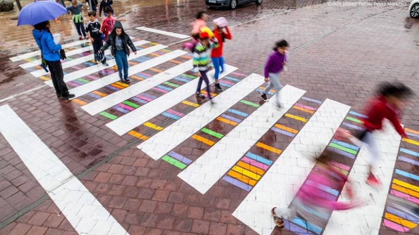 Colorful pedestrian crossings in Madrid that are impossible to miss