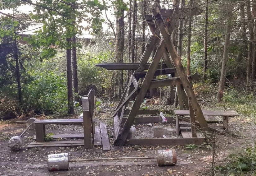 Complejo de poder "Pinocho": Mecedora de madera en el bosque Complejo de poder "Pinocho": Mecedora de madera en el bosque