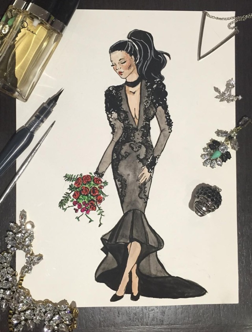 Contrary to tradition: the bride arrived at the wedding in a black dress