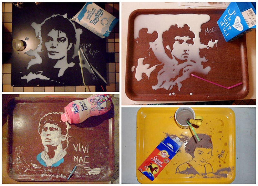 Cuadros rápidos pintados con bebidas y comida. Cuadros rápidos pintados con bebidas y comida.