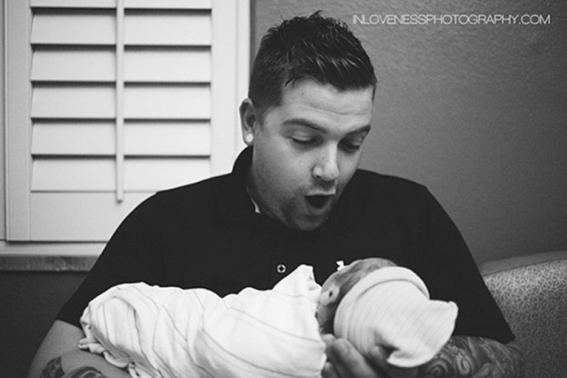 Dads see their newborn babies for the first time