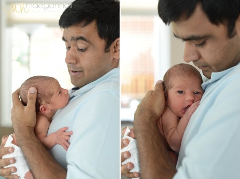 Dads see their newborn babies for the first time