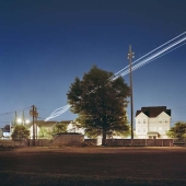 Dazzling light trails of aircraft