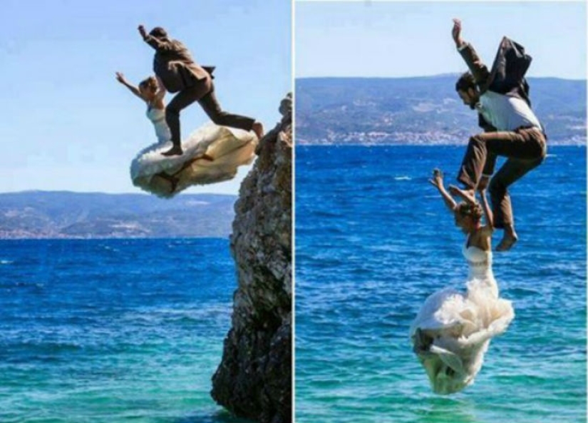 Dress in the trash - freaky wedding photography trend