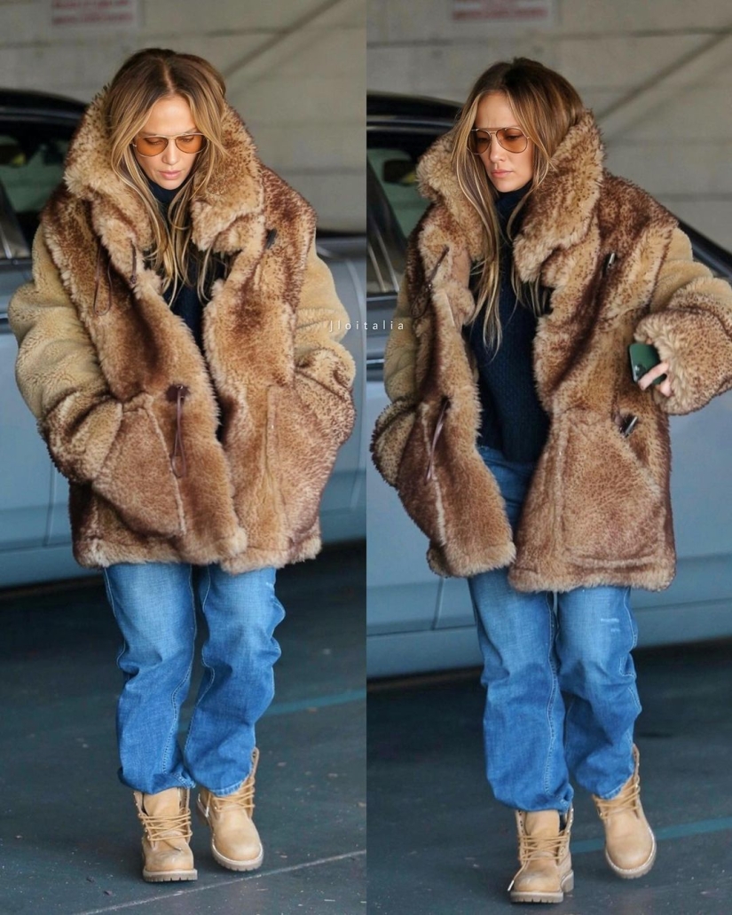El abrigo de piel más de moda del invierno 2023 - Jennifer Lopez