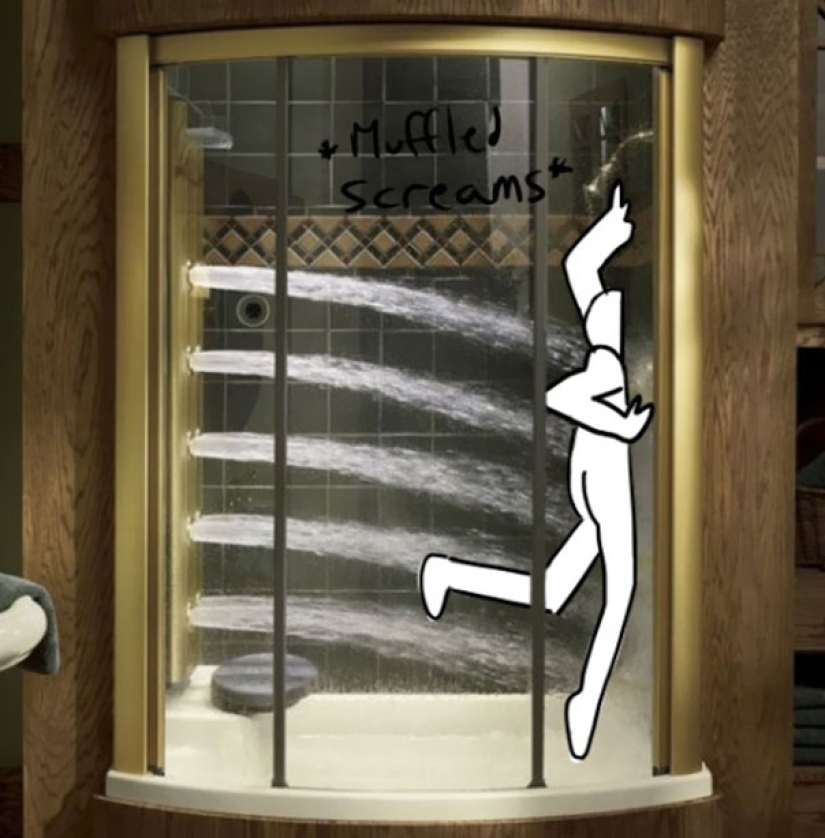 El artista complementó las fotos de duchas para los ricos para mostrar su absurdo El artista complementó las fotos de duchas para los ricos para mostrar su absurdo