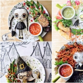 El artista convierte los platos en obras maestras