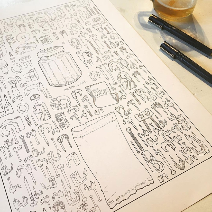 El artista decidió honrar la memoria de su abuelo dibujando cada uno de los 100.000 artículos de su despensa.