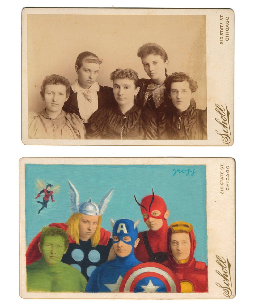 El artista transforma a las personas de retrofotos en personajes de cómics y libros El artista transforma a las personas de retrofotos en personajes de cómics y libros