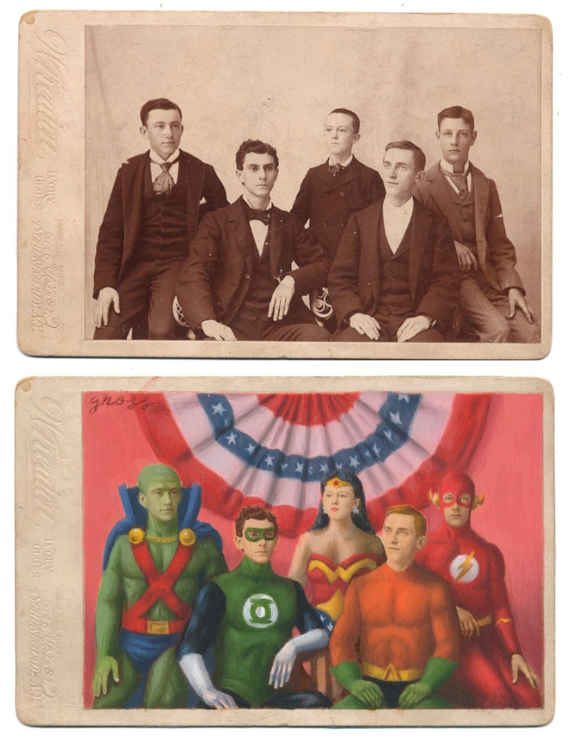 El artista transforma a las personas de retrofotos en personajes de cómics y libros El artista transforma a las personas de retrofotos en personajes de cómics y libros