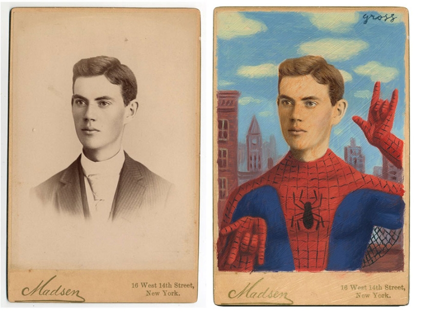 El artista transforma a las personas de retrofotos en personajes de cómics y libros El artista transforma a las personas de retrofotos en personajes de cómics y libros