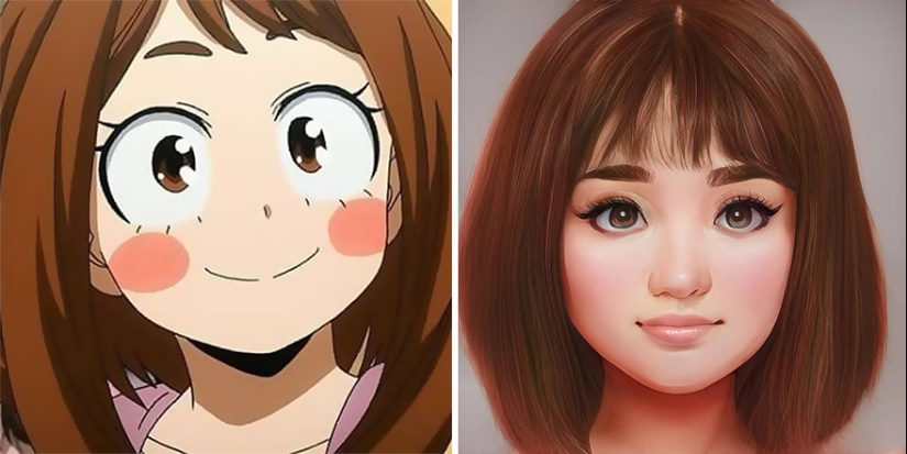 El artista y la red neuronal mostró cómo los personajes de anime sería en la vida real