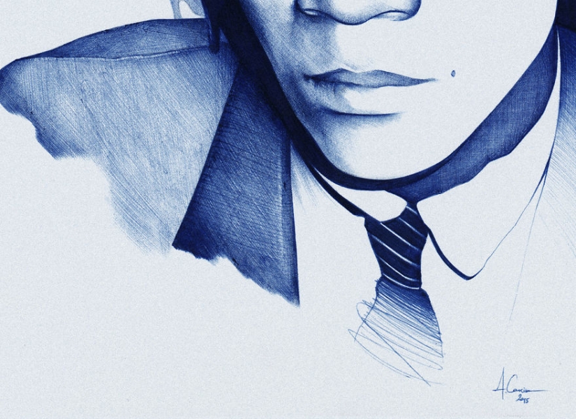 El chico dibuja con un simple bolígrafo, y resulta casi una foto El chico dibuja con un simple bolígrafo, y resulta casi una foto