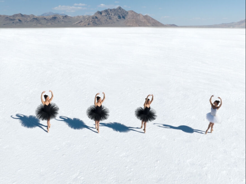 El Lago de los Cisnes Reimaginado: 16 Fotos Aéreas De Bailarines De Ballet Capturadas En El Lago Salado En Utah