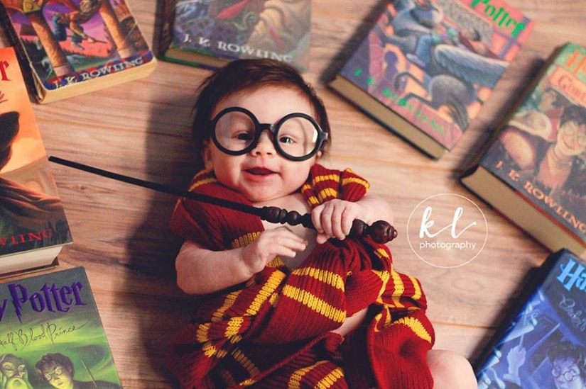 Encantadora sesión de fotos de un bebé en la imagen de Harry Potter Encantadora sesión de fotos de un bebé en la imagen de Harry Potter