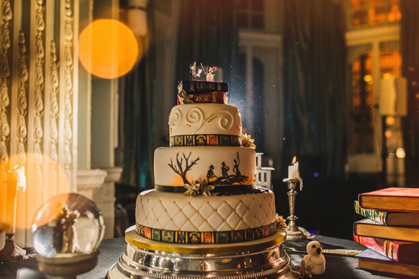 English couple get married in the style of the Harry Potter novels