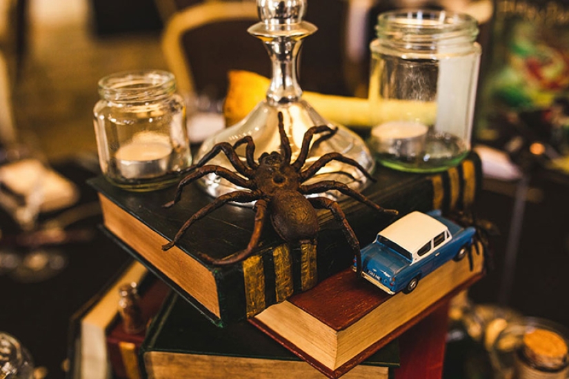 English couple get married in the style of the Harry Potter novels