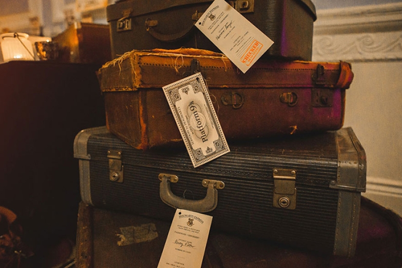 English couple get married in the style of the Harry Potter novels