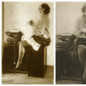 Erotic photos of girls with typewriters of the 1920s