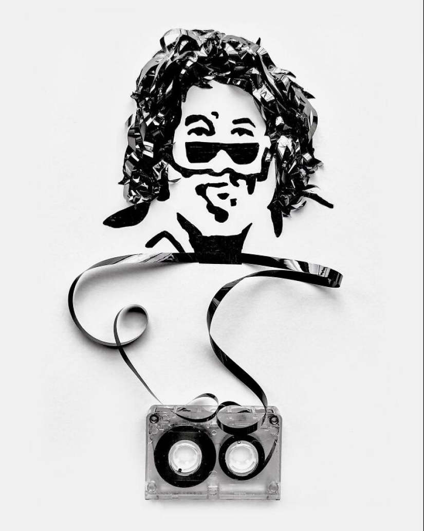 Esta artista usa cintas de casete para crear retratos únicos con sus músicos favoritos