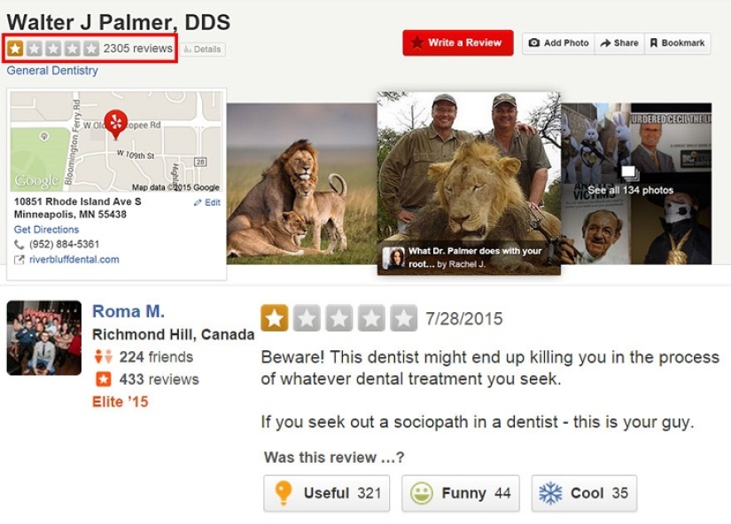 Estadounidense que mató a un famoso león causó furor en Internet y cerró su consultorio dental