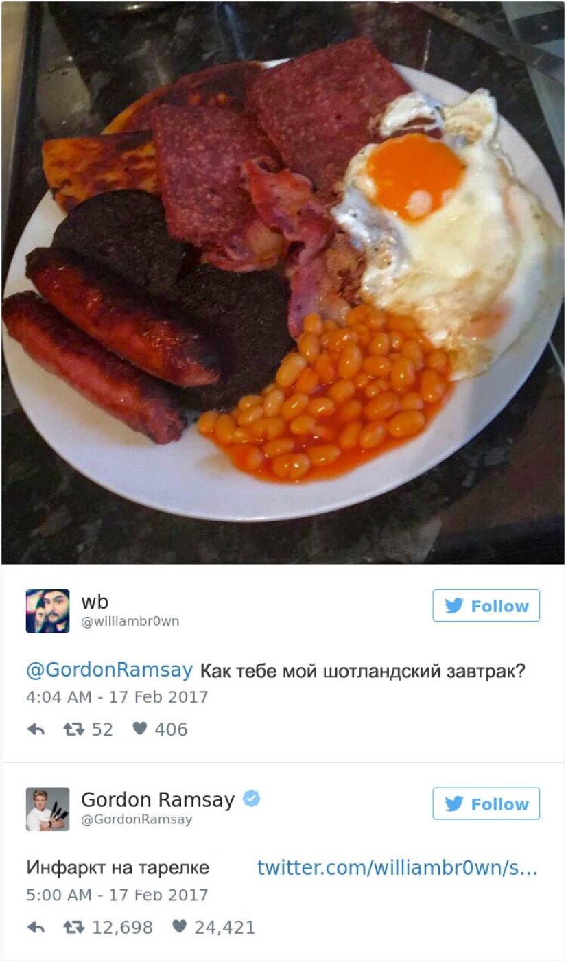 Estas personas lamentaron haber decidido mostrar sus platos en Twitter al chef Gordon Ramsay