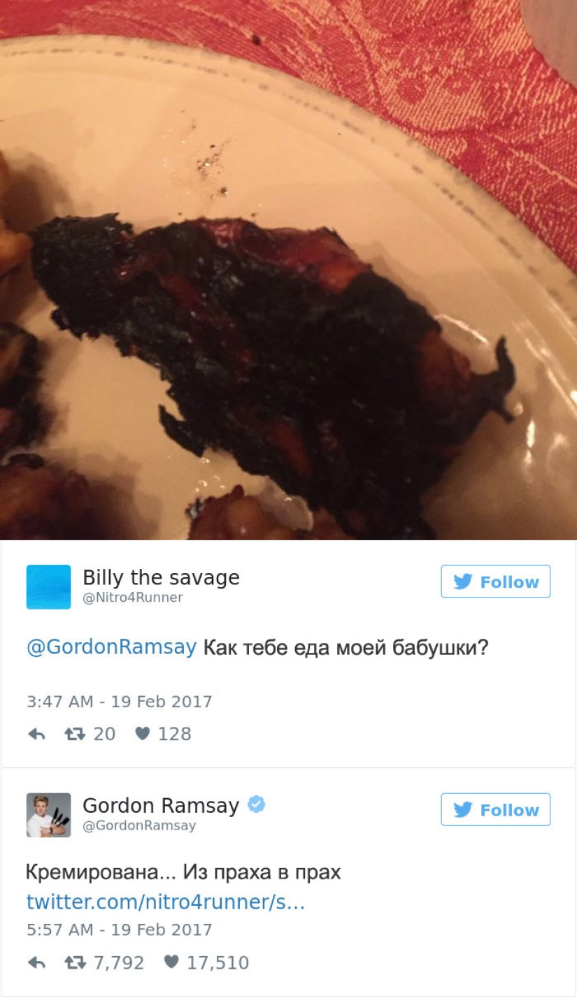Estas personas lamentaron haber decidido mostrar sus platos en Twitter al chef Gordon Ramsay