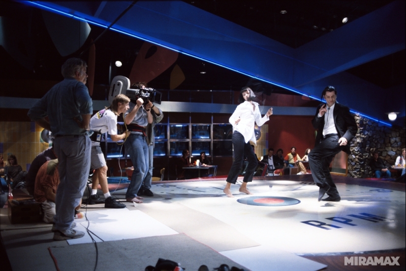 Exclusive footage from the filming of "Pulp Fiction"
