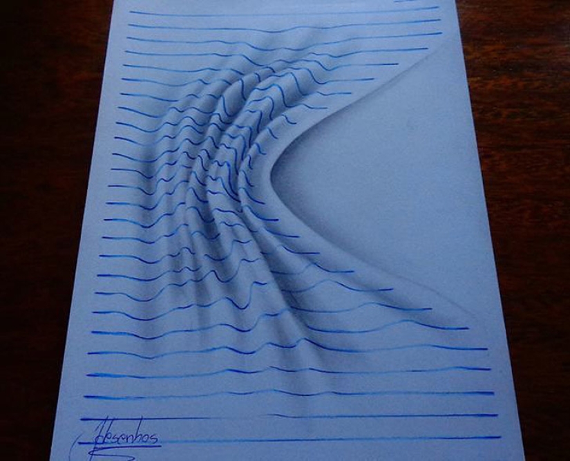 Fantastic 3D illusions on ordinary sheets in a line