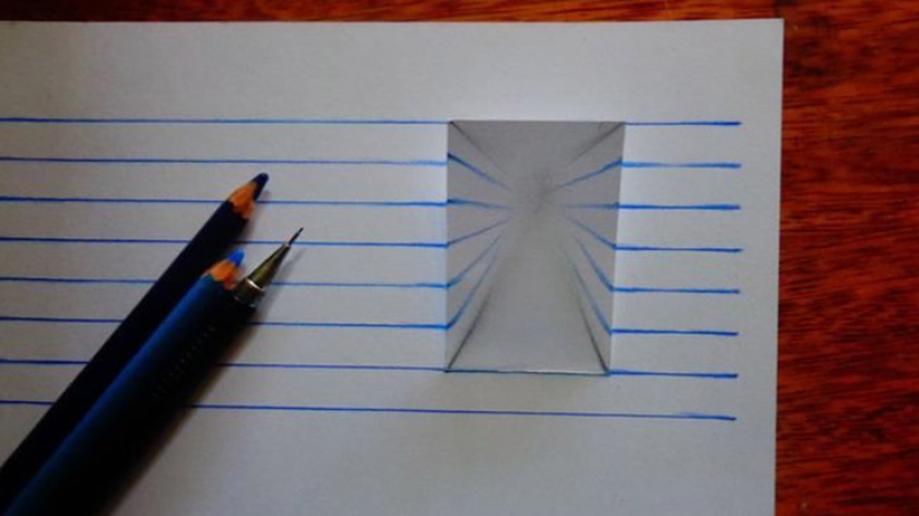 Fantastic 3D illusions on ordinary sheets in a line