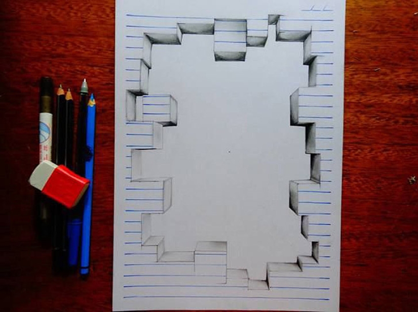 Fantastic 3D illusions on ordinary sheets in a line