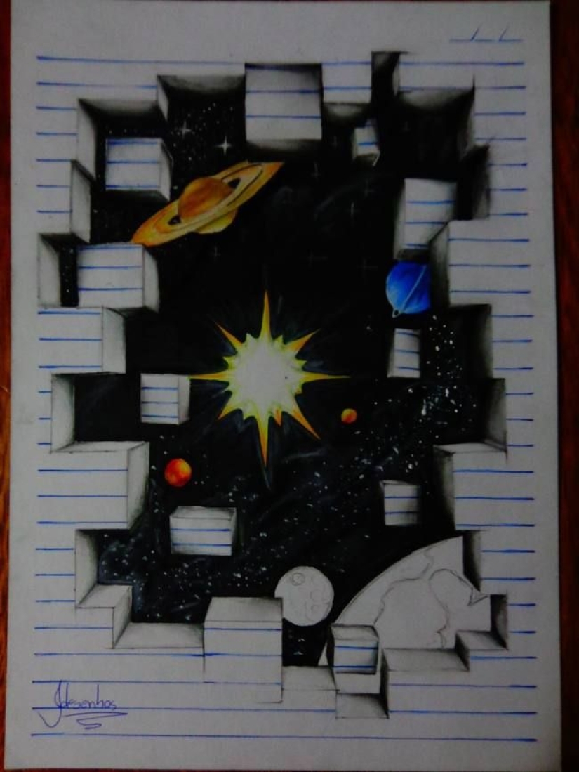 Fantastic 3D illusions on ordinary sheets in a line