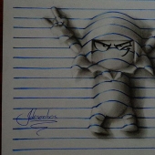 Fantásticas ilusiones 3D en hojas ordinarias en una línea