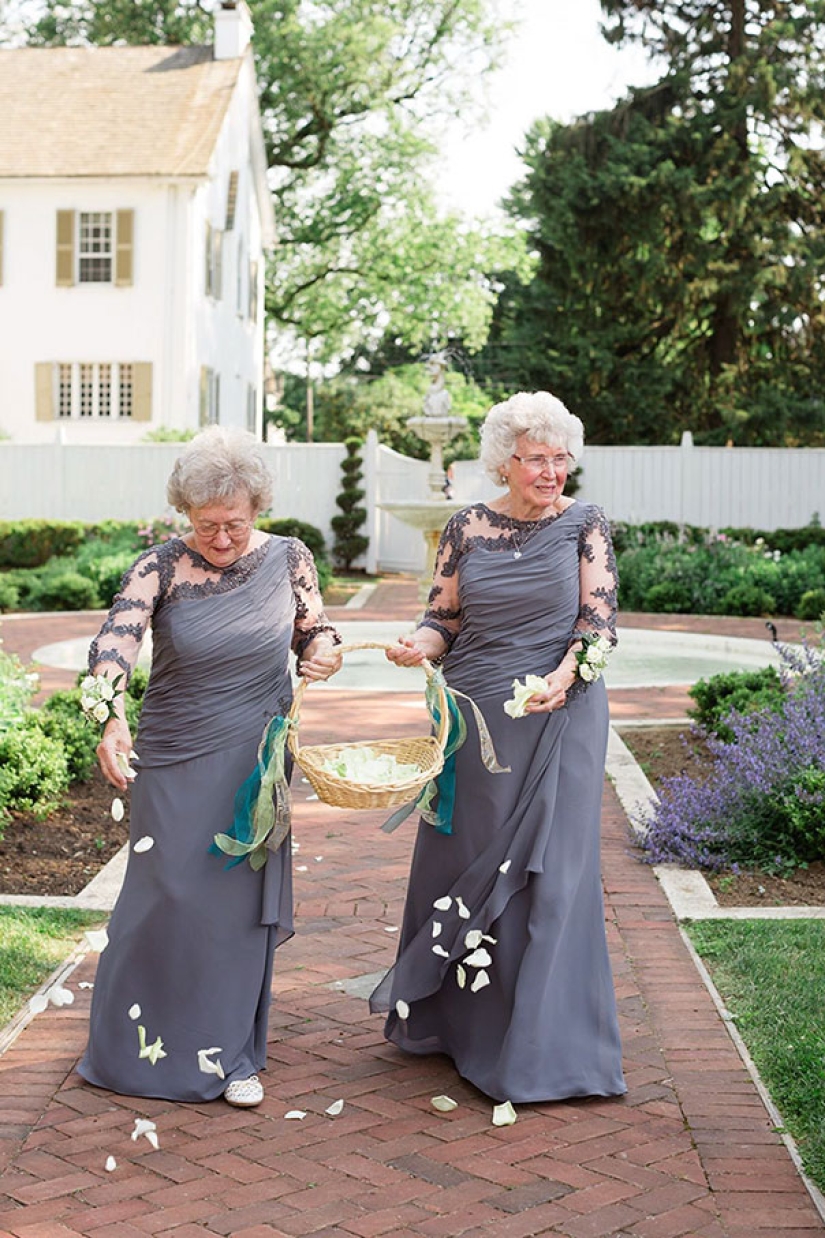 Flower girls: the grandmothers of the bride and groom worked well together during the wedding