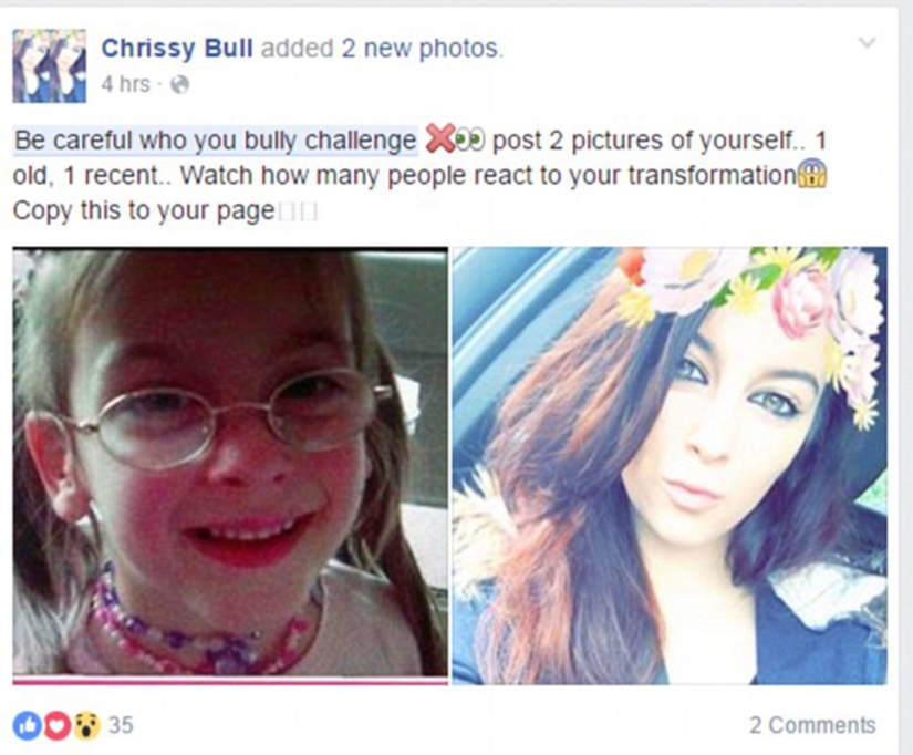 Former "ugly ducklings" share photos before and after as part of a flash mob on Facebook