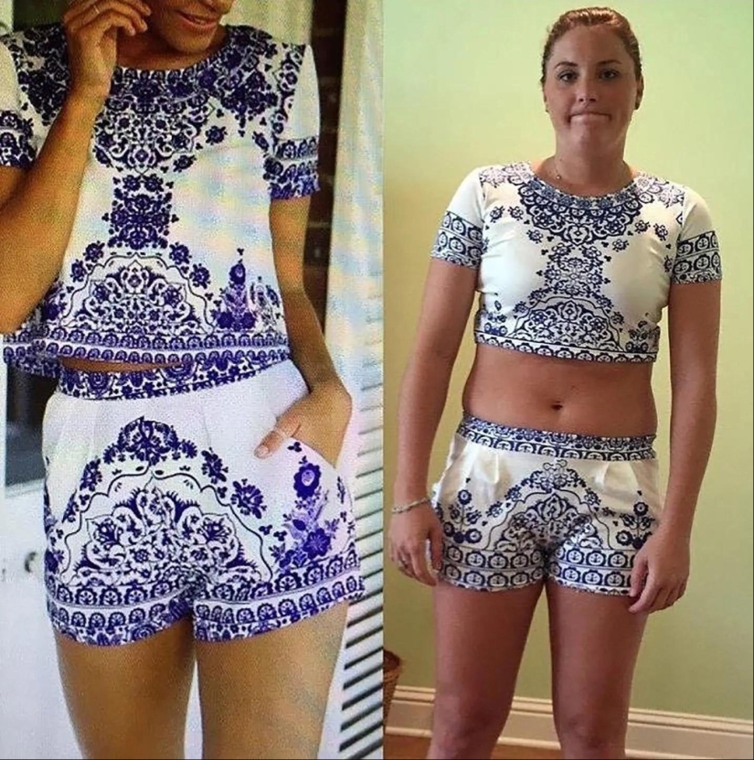 Fotos locas de compras de ropa de mujer en Internet: expectativa y realidad Fotos locas de compras de ropa de mujer en Internet: expectativa y realidad
