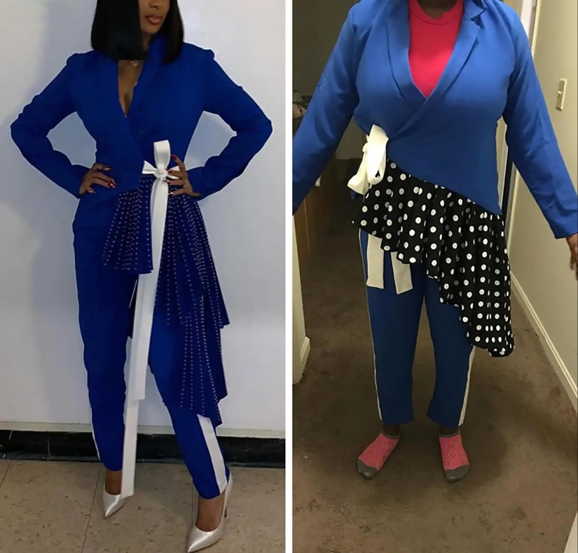 Fotos locas de compras de ropa de mujer en Internet: expectativa y realidad Fotos locas de compras de ropa de mujer en Internet: expectativa y realidad