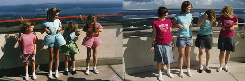 Four sisters - then and now