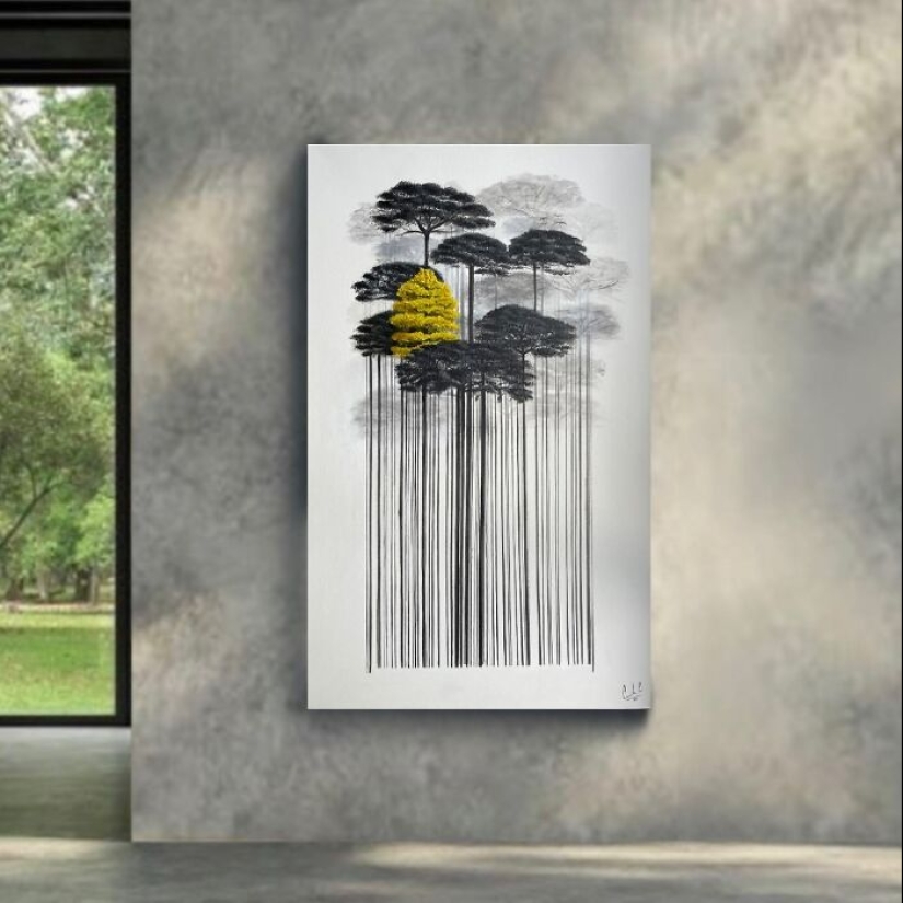 From Barcodes To Trees: My Unique Paintings That Merge Opposite Concepts